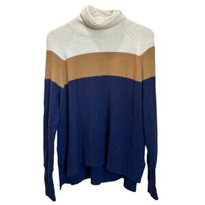 🌙 J.Crew Alpaca–Merino Wool Striped Turtleneck Sweater Size M